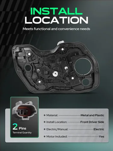 Miniatura 4 de YHTAUTO Elevalunas eléctrico delantero del lado del conductor con conjunto de motor de 2 pines y panel de puerta interior para Hyundai Elantra