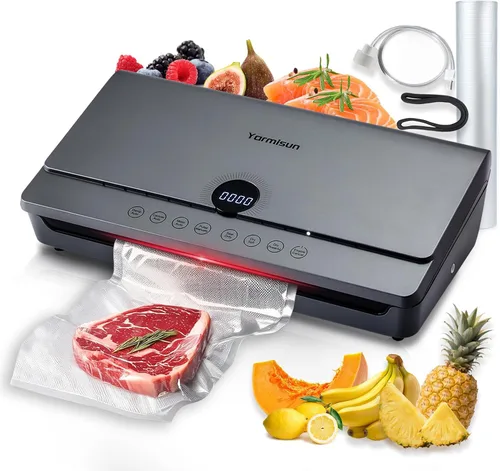 Miniatura 9 de Sellador al vacío para alimentos 90Kpa Potente máquina de sellado al vacío 7 en 1 modos con bolsa de almacenamiento de frescura Potente