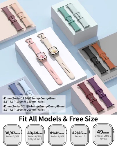 Miniatura 3 de Correa de silicona deportiva compatible con bandas de Apple Watch de 38mm 40mm 41mm 42mm 44mm 45mm 46mm 49mm para mujeres y hombres, correa