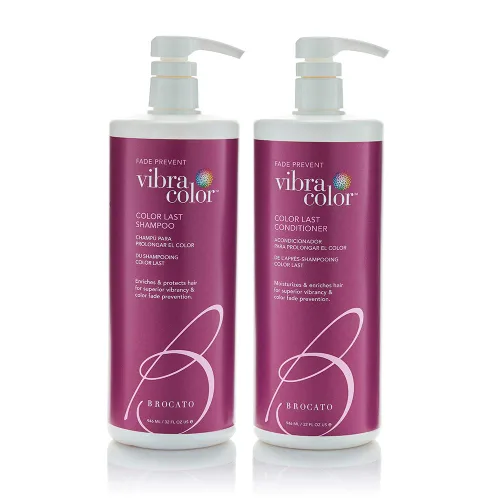 Brocato Vibracolor Color Last Shampoo (32 oz Shampoo + Conditioner Duo) | Color seguro para cabello teñido – Evita la decoloración y prolonga la