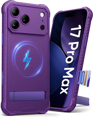 Miniatura 10 de Funda para iPhone 17 Pro, compatible con MagSafe, soporte integrado y botón de captura de control de cámara, protección de grado militar, funda Negro