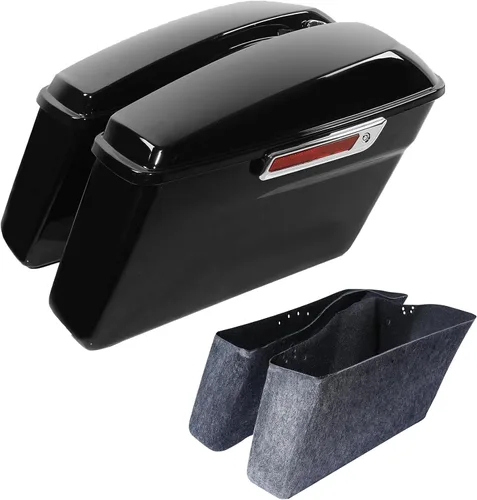 Miniatura 9 de TCMT - Alforjas duras estiradas de 4" en negro vívido con cierre negro para Harley 2014-2024 Touring CVO Street Road Glide Road King