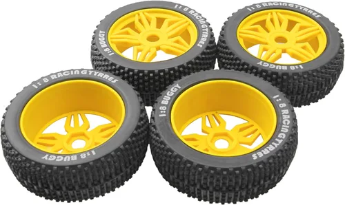 Miniatura 3 de ShareGoo OD 4.52 pulgadas 1/8 RC Buggy neumáticos de goma con 5 radios llanta de plástico hexagonal de 0.669 in compatible con Arrma Kyosho Exceed