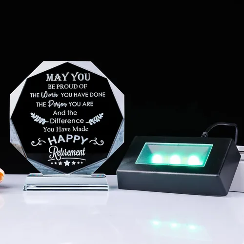 Miniatura 7 de YWHL Regalos de jubilación para hombres y mujeres, regalos de feliz jubilación 2026 con base LED, recuerdos de cristal, regalo para jubilados