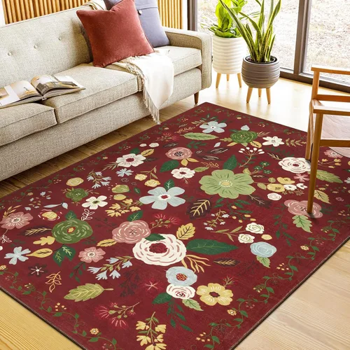 Miniatura 23 de U'Artlines Alfombra de Área Bohemia Lavable, 2x3 Pequeña Suave Antideslizante Vintage Felpudo para Puerta Frontal Interior Alfombra Verde