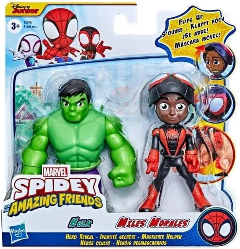 Marvel Spidey & His Amazing Friends Figuras de acción de superhéroes + villanos (elige figura) (Hulk & Miles 2 unidades (4 pulgadas)