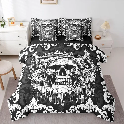 Miniatura 26 de Erosebridal Juego de edredón de 7 piezas con diseño de piano, cama Queen en una bolsa, juego de ropa de cama retro con notación musical de guitarra