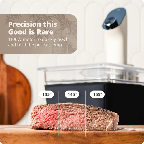 Miniatura 4 de Greater Goods Cocina Sous Vide de Precisión - Olla de cocción, circulador de inmersión, motor sin escobillas, 1100 vatios (Abedul)