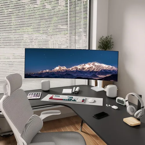 Miniatura 7 de UPGRAVITY Brazo de monitor blanco para pantallas de 17"-57" de hasta 55 libras, soporte de monitor ultra ancho de aluminio premium para Samsung 49