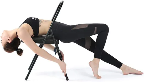 Miniatura 2 de Silla de yoga Pilates, Silla auxiliar profesional Iyengar, Silla plegable de yoga endurecida y gruesa, sólida antideslizante, estable y duradera