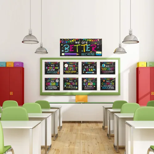 Miniatura 2 de Decoración de aula motivacional para tablón de anuncios, póster de regreso a clases, juego de carteles para jardín de infantes, preescolar