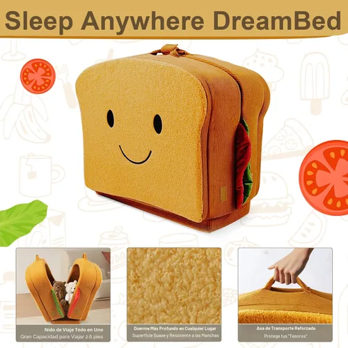 Miniatura 2 de Cama de Viaje para Niños Estilo Sándwich - Camas de Piso Portátiles para Niños Pequeños, Cuna de Viaje de Espuma Blanda Plegable para Bebés y Niños