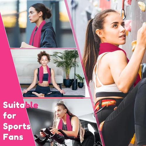 Miniatura 4 de Honoson Toalla de enfriamiento a granel – Toallas frescas para cuello y cara, microfibra transpirable y deportiva para gimnasio, yoga, viajes, Rosa