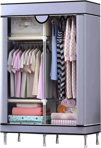 Miniatura 13 de large closets Large Closet Steel Rack Clothes Closet with Pattern Cloth Cover Closets for Bedroom Hanging Closet Fashion Portable Wardrobe