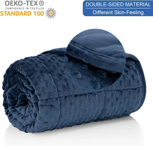 Miniatura 2 de Huloo Sleep Manta con peso para niños, tamaño individual, 5 libras (36 x 48 pulgadas, azul marino) Manta transpirable suave con peso Minky