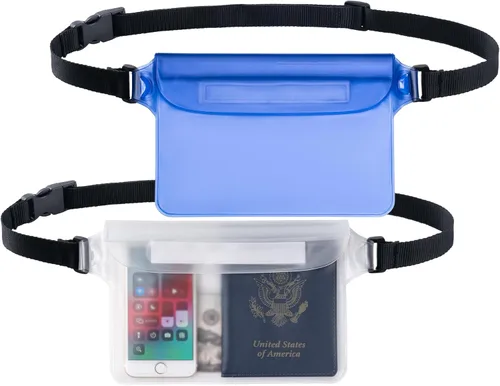 CADONO Paquete de 2 fundas impermeables con correa ajustable para la cintura | Bolsa seca sensible al tacto en pantalla, mantiene tu teléfono y