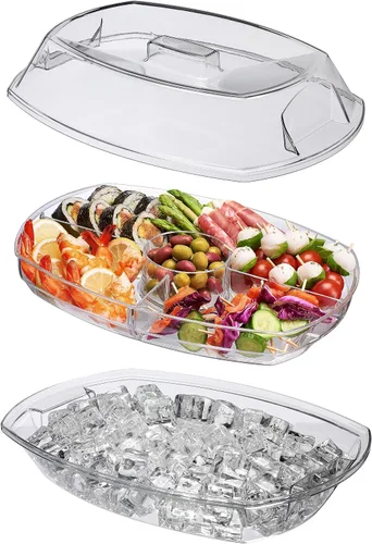 Miniatura 4 de Prodyne Plato de fiesta de hielo, 15 1/2 x 11 x 6 pulgadas, transparente
