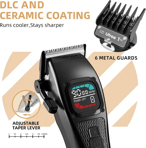 Miniatura 5 de Ufree Cortadora de pelo profesional para hombres, juego de cortapelos y recortadora de barbero profesional, cortapelos inalámbricos para hombre, kit