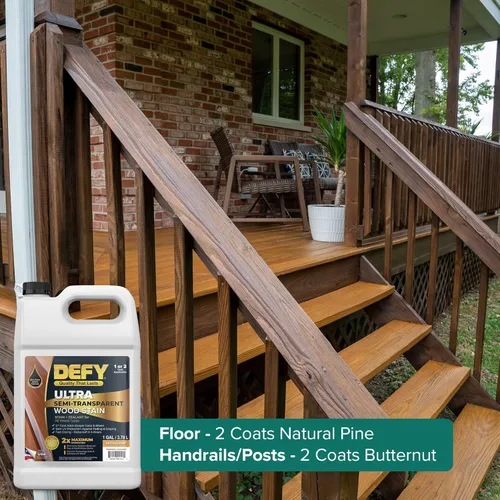 Miniatura 4 de DEFY Tinte y sellador de madera ultra semitransparente para exteriores en uno – pino natural, 1 galón, tinte de cubierta y sellador Color rico