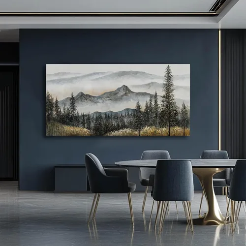 Miniatura 14 de CHUDANHAO Pósteres de Arte Grises Imágenes de Decoración de Pared de Árbol Grande para Oficina Arte de Pared Dorado y Blanco Pintura Botánica