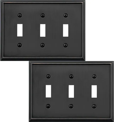 Miniatura 10 de OKAWYC Cubierta de Interruptor de Luz de Palanca Individual Aria Placa de Pared Metálica, Paquete de 4 Bronce Envejecido 1 Gang, Cubierta