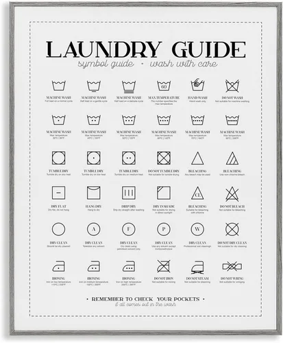 Miniatura 35 de Stupell Industries Guía de Símbolos de Lavandería Tipografía Beige 11 x 14 Negro medianoche