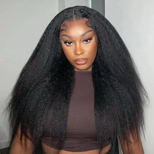 Miniatura 10 de Peluca negra Kinkycurly con borde 4C, cabello humano 4x4 HD encaje afro rizado cierre peluca para mujeres negras encaje precortado sin pegamento