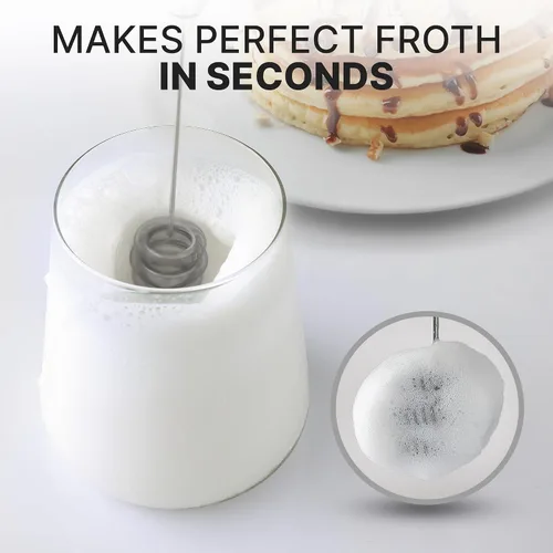 Miniatura 121 de Zulay Milk Boss Espumador de leche potente manual, hace espuma para latte, batidor para mezclar bebidas, café, miniespumador para capuchino, frappé