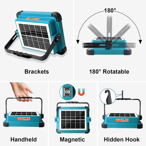 Miniatura 3 de Solar Rechargeable Work Light, 480LED 12000mAh with Stepless Brightness Job Site Battery Rechargeable LED Floor Light, Waterproof Portable Solar