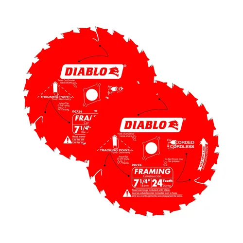 Miniatura 5 de Diablo Hoja de sierra para enmarcar para madera, 7-1/4 pulgadas x 24 dientes, corte delgado, antivibración, larga vida útil para enmarcar y madera
