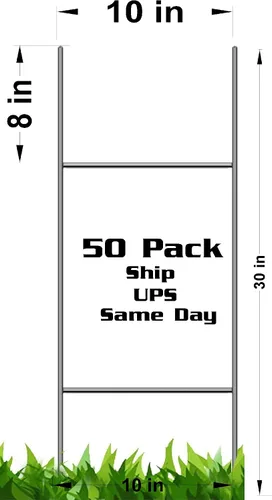 Miniatura 2 de Paquete de 50 letreros de 30 x 10 pulgadas para patio, uso con letreros corrugados de 0.157 in o 0.197 in, paquete de 50 estacas de alambre