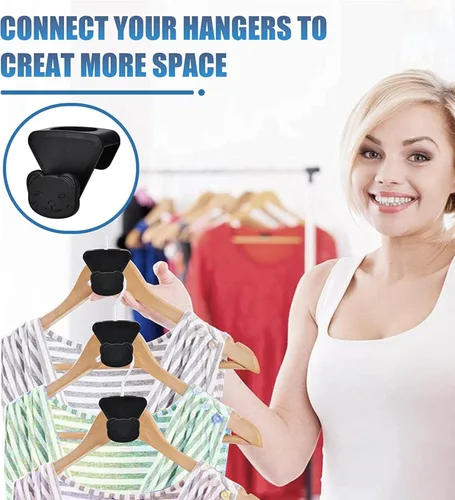 Miniatura 6 de Ganchos para colgar en el armario, paquete de 90 ganchos resistentes con triple cascada, ganchos de conector para colgar ropa, extensor de plástico