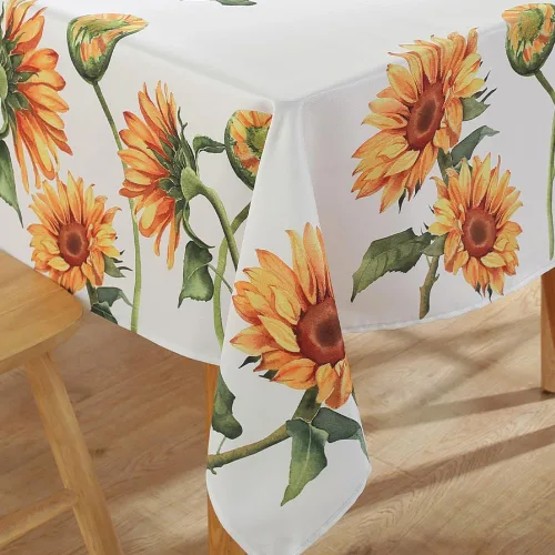 Miniatura 3 de Mantel rectangular de verano de 60 x 84 pulgadas, mantel floral de girasol, a prueba de derrames, lavable, resistente a las arrugas, acuarela
