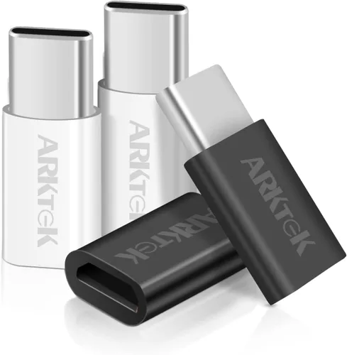 ARKTEK Paquete de 4 adaptadores USB-C macho micro USB hembra tipo C, adaptador de transferencia de datos rápida y carga universal compatible con