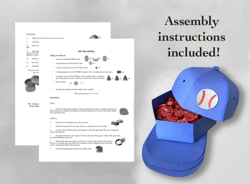 Miniatura 2 de Caja de regalo para gorra de béisbol (2 juegos), piezas de caja de regalo de gorra de béisbol azul, idea de regalo de kit de manualidades, 6 x 7.5 x