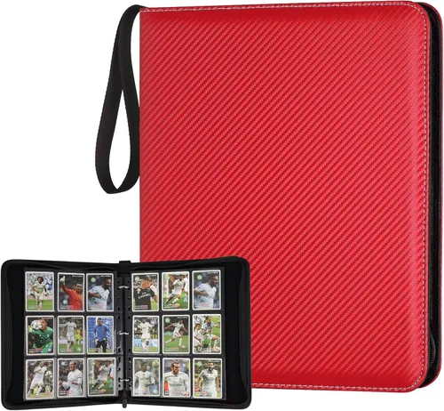 Miniatura 14 de GERMUN Carpeta de tarjetas de poliuretano, 16 bolsillos, carpetas de soporte premium para más de 1000 tarjetas, álbum de bolsillo de doble cara