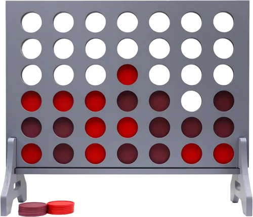 Miniatura 26 de Juego gigante 4 en una fila para familia y adultos – Tailgating Pros Jumbo de madera gris cuatro en una fila juego de patio para interiores