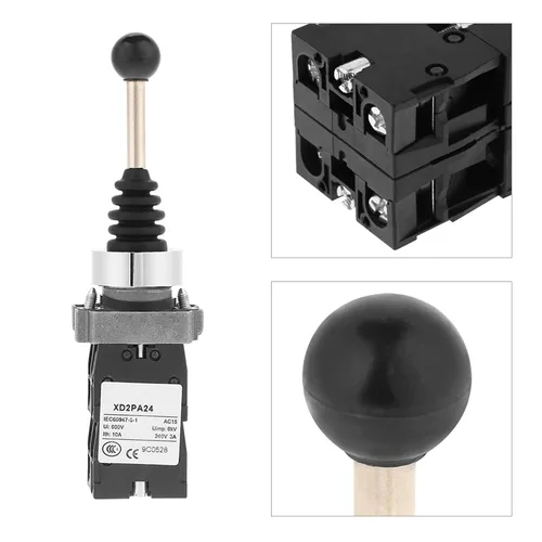 Miniatura 4 de Interruptor de control de palanca de mando de retorno de resorte 4 posiciones 10A 600V para panel de control industrial (metal plástico negro)