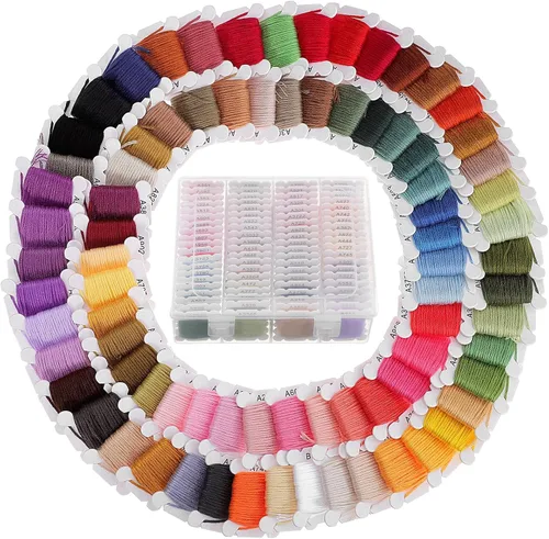 Miniatura 3 de EXCEART Kit de hilo de bordar, 1 caja, hilo de punto de cruz, 80 colores, pulsera de la amistad, manualidades, hilo de hilo de cruz, kits de punto
