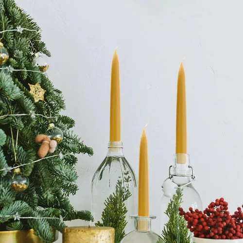 Miniatura 3 de DEYBBY - Juego de 2 velas cónicas de cera de abeja natural de 8 pulgadas, sin humo y sin goteo, para decoración de cena del hogar, regalo