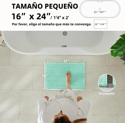 Miniatura 2 de TYUU Tapete de baño estilo gofre, tapete de baño bohemio, antideslizante, lavable, súper absorbente, de secado rápido, bonito tapete de baño