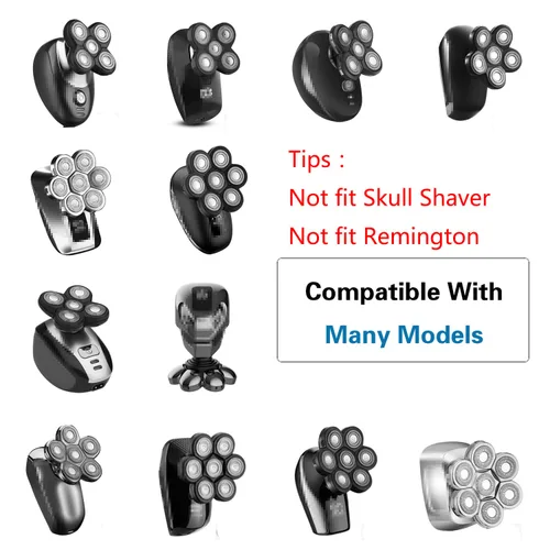 Miniatura 3 de Cabezales de repuesto para afeitadora de 5 cuchillas para hombres calvos, afeitadora eléctrica fácil de limpiar con cubierta de cuchilla