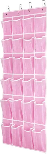 SAVERHO Organizador colgante de zapatos, organizador de zapatos sobre la puerta con 24 bolsillos de malla transpirable para hombres, mujeres y