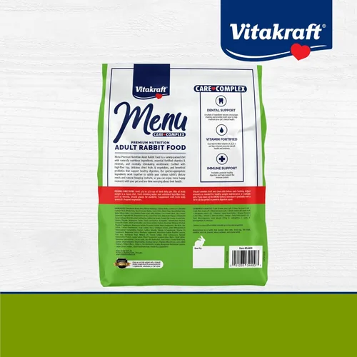 Miniatura 8 de Vitakraft Menu Premium Comida para Conejos - Mezcla de pellets de alfalfa - Fortificado con vitaminas y minerales, zanahorias, verduras, granos
