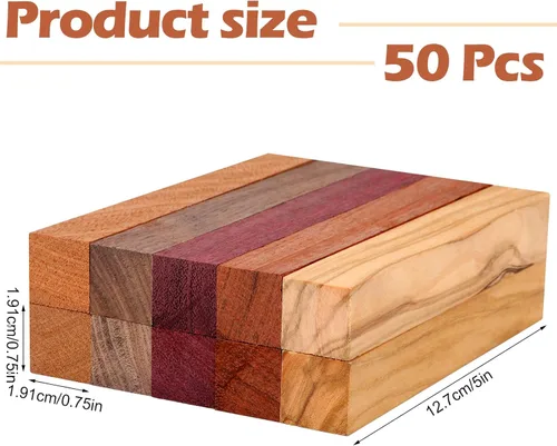 Miniatura 2 de Qilery 50 piezas de bloques de madera exótica para bolígrafos, suministros de torneado, manualidades DIY, kit de torneado de bolígrafos, nogal