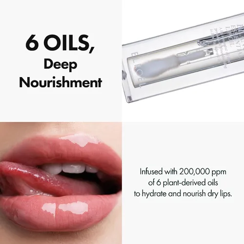 Miniatura 6 de ELROEL Blanc Essential Aceite Labial - Maquillaje de Brillo Labial Coreano Hidratante y Humectante de 50HR con 6 Extractos Botánicos - Esencia Clara