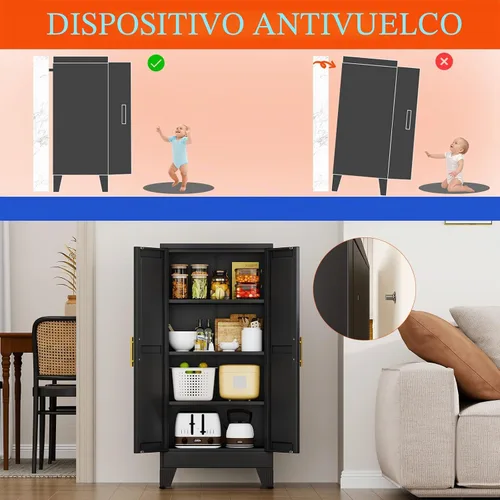 Miniatura 5 de GAIOUS Armario de almacenamiento de garaje de metal de 47.2 pulgadas de alto, archivador con puerta y estantes ajustables, gabinete de herramientas