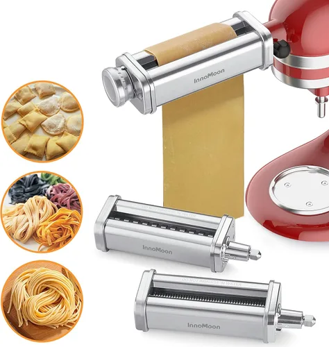 Accesorio para hacer pasta para batidora de pie KitchenAid, incluye rollo de hojas de pasta, cortador de espaguetis, cortador de fettuccine, juegos