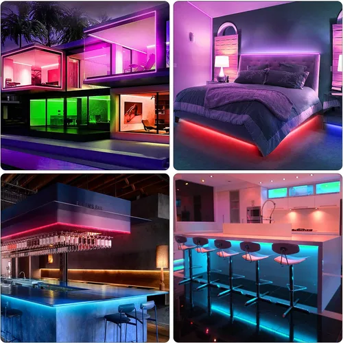 Miniatura 2 de KEELIXIN Tira de luces LED RGB con sincronización de música con aplicación y control remoto (50 pies-2 rollos)