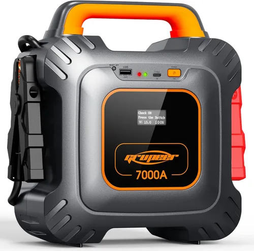GR7 Arrancador de 7000 Amperios con 6 * 3000F Super Condensadores, Caja de Arranque Portátil Sin Batería, Paquete de Refuerzo de Batería de Coche